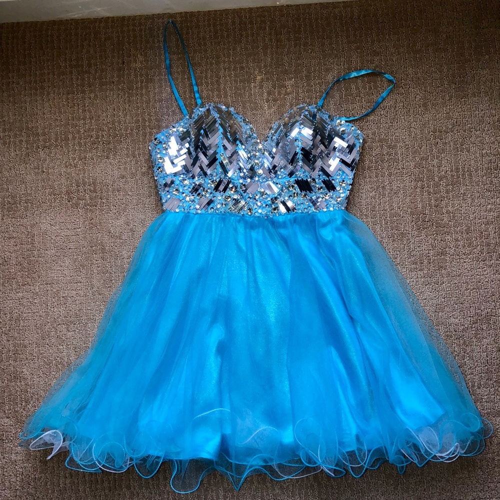 Formal Light Blue Homecoming Dress